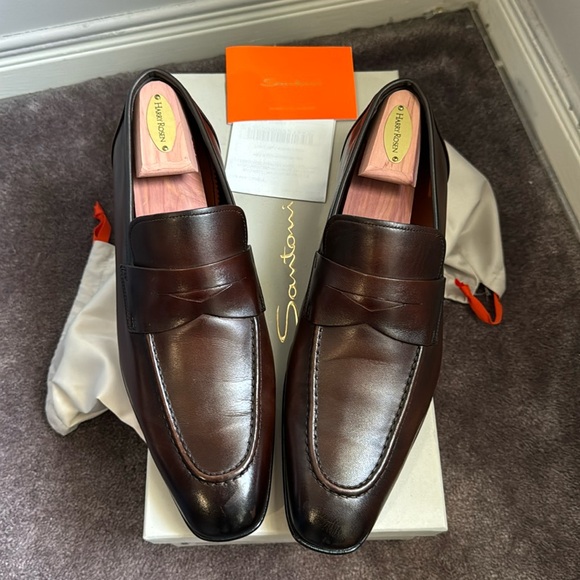 Santoni 9.5 Premium Loafer Dark Brown - Picture 2 of 6